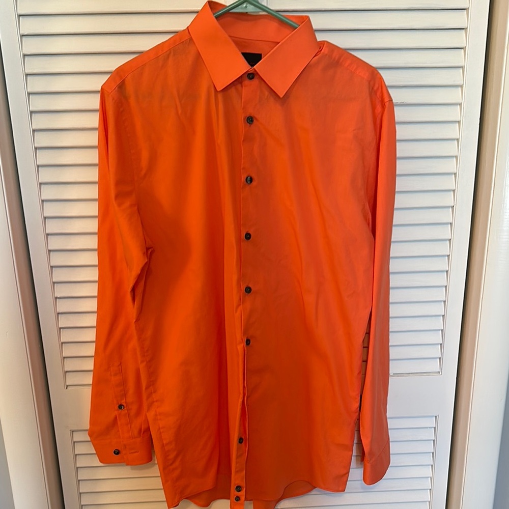 Bright Orange Button-Up Shirt